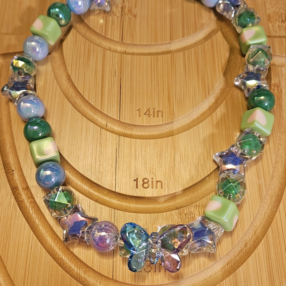 Handmade Colorful Beaded Necklace with Butterfly Pendant - Picture 6 of 12